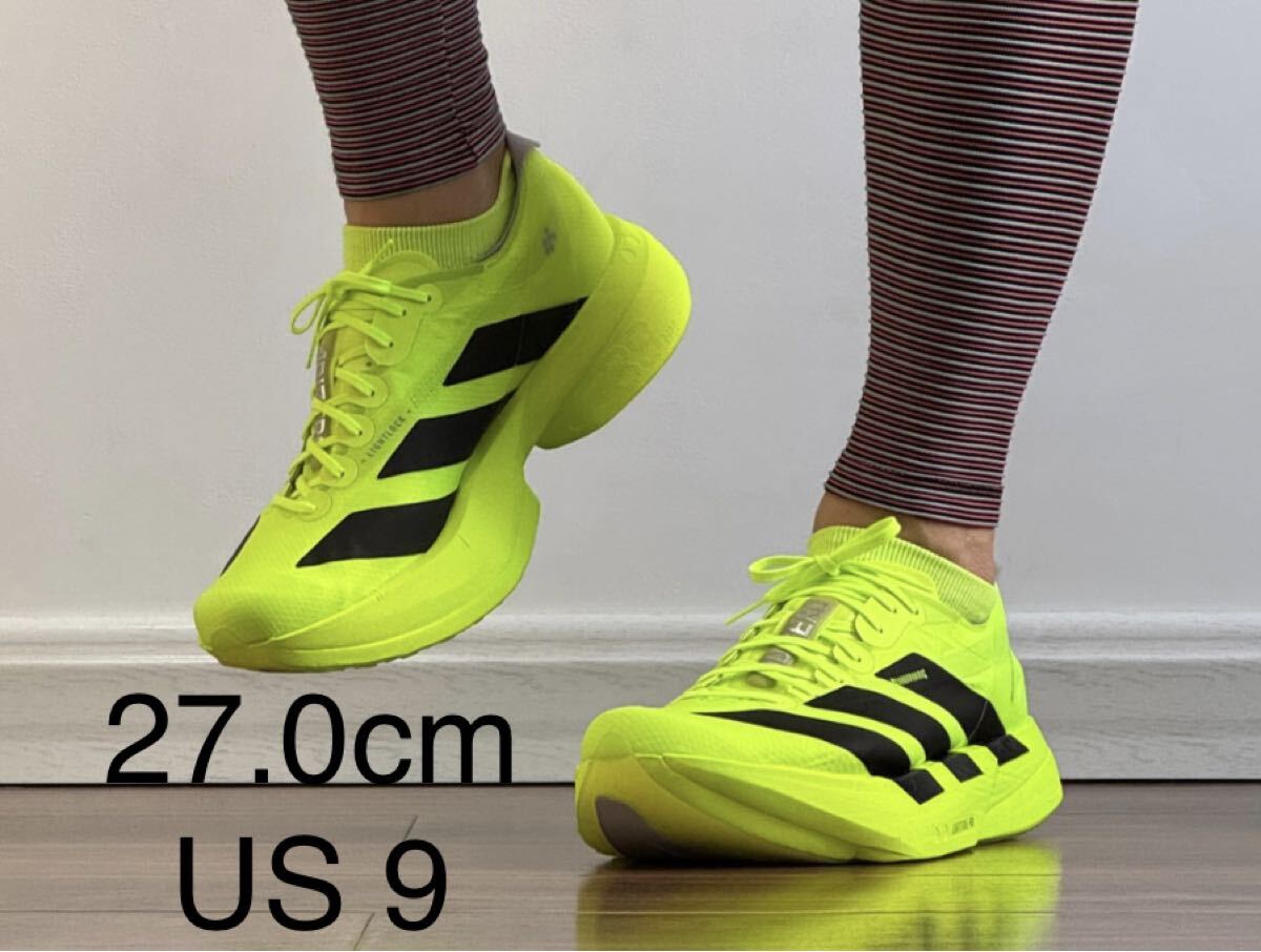 adidas アディダス adizero アディゼロ ADIOS PRO 4 アディオス プロ4 27.0cm US9 Lucid Lemon JR6364 美品