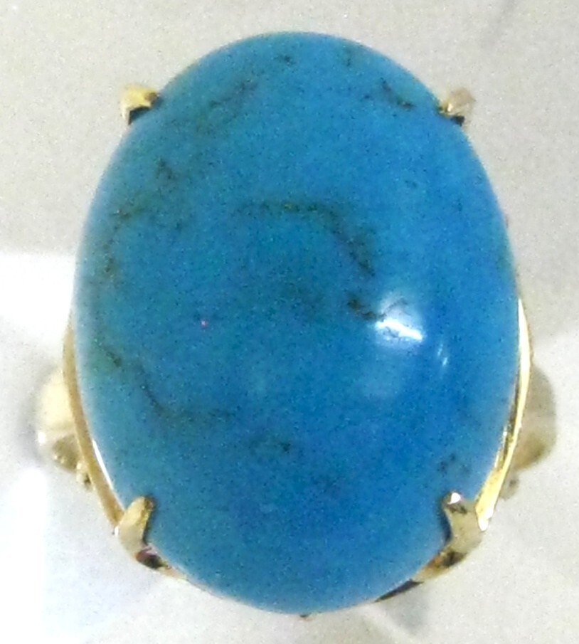 【東京 谷中 質屋おぢさん】極美品K18 18金リング 指輪 斑のある上質なトルコ石ターコイズ サイズ#18