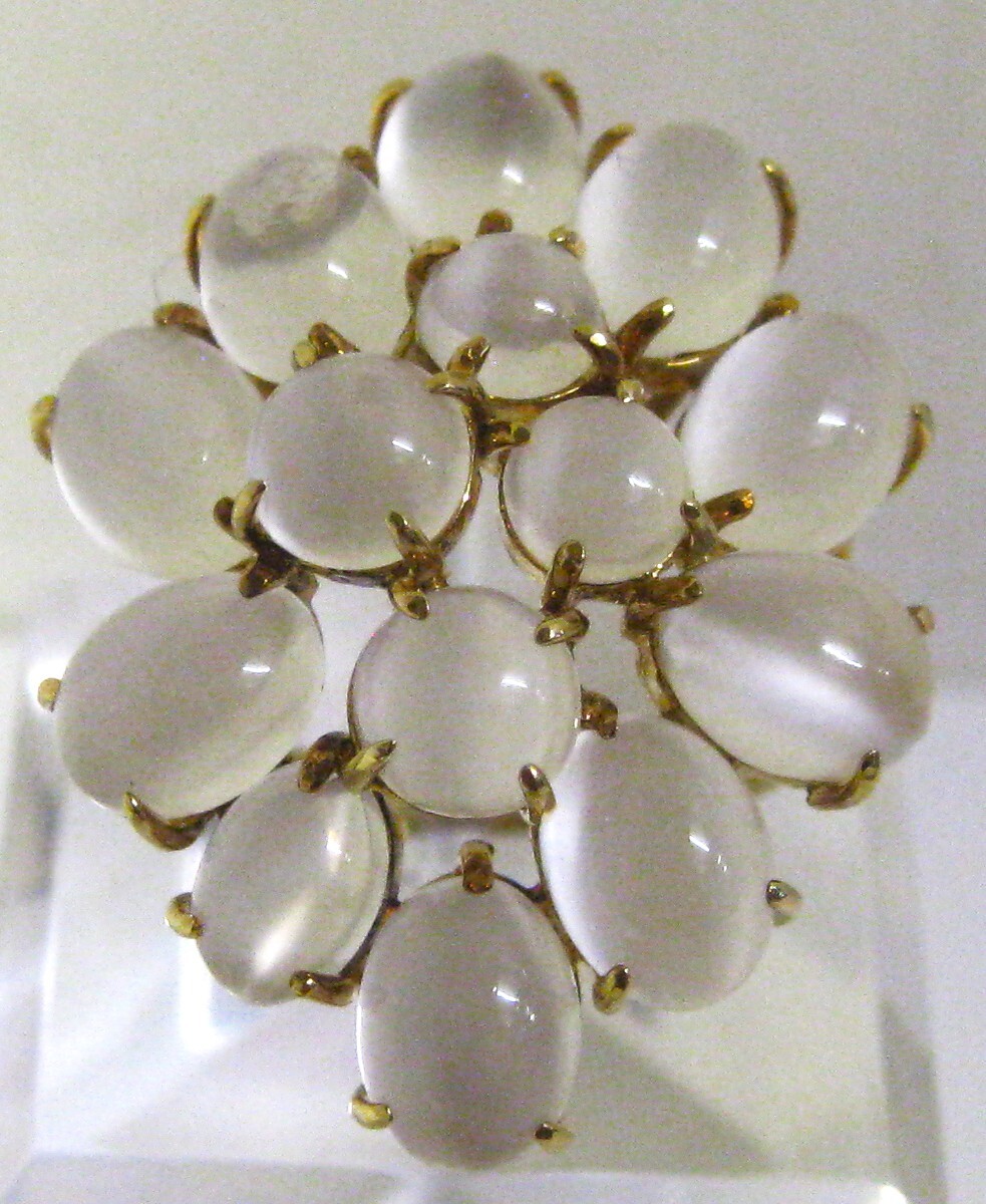 【東京 谷中 質屋おぢさん】極美品 K18 18金リング指輪 ムンストーン 14ヶ 1.630ct #17