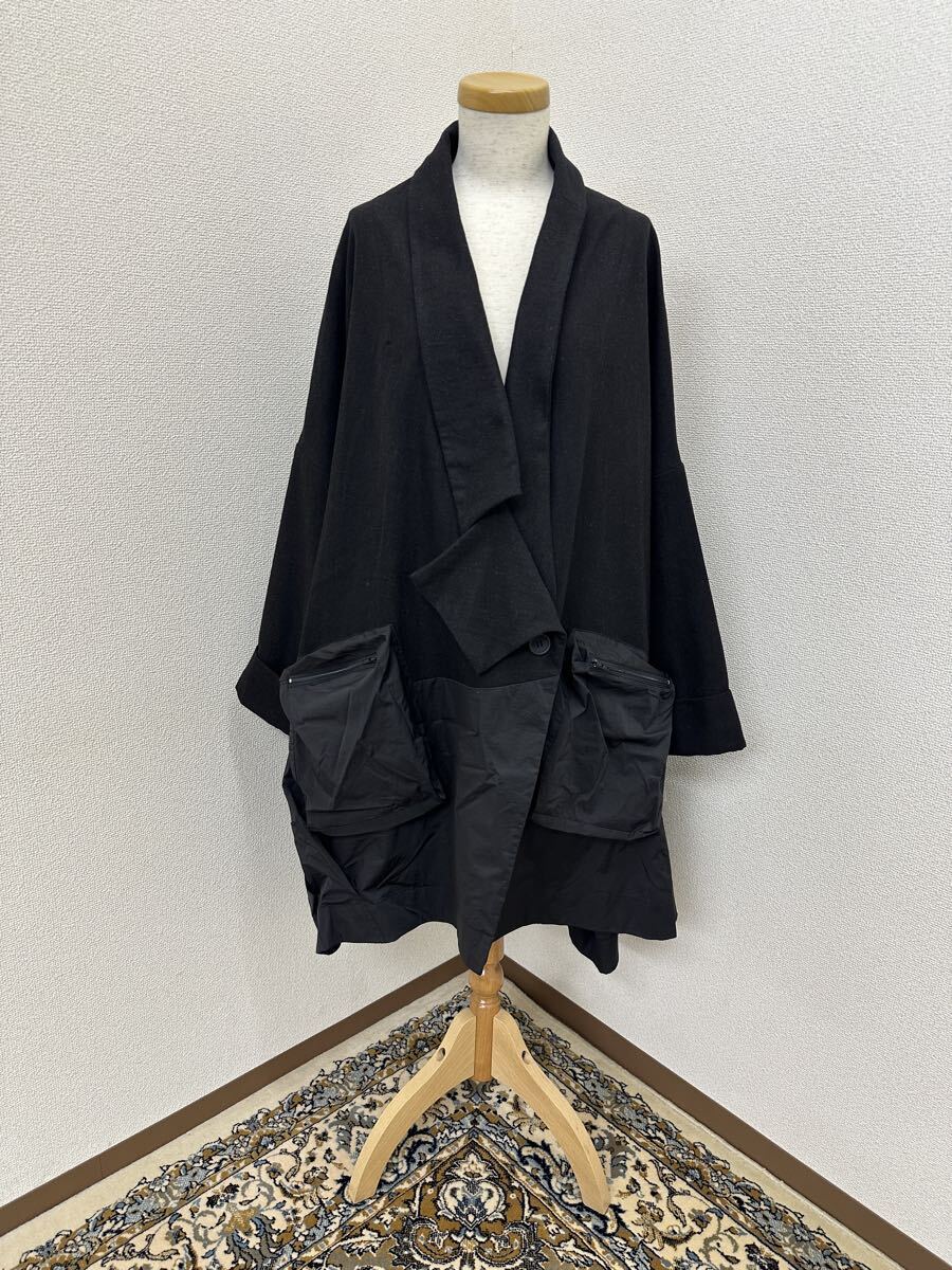 新品タグ付き 萌 MOYURU ロングコート 異素材 変形 立体裁断 ブラック M〜L 萌インターナショナル センソユニコ