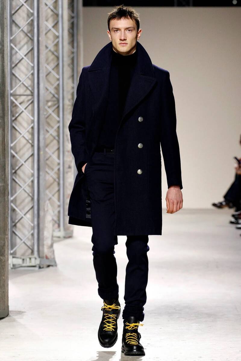 エルメス 2013AW コレクションLOOK シルバークレストボタン ネイビー Pコート ミリタリー 国内正規極美品 サイズ46 定価95万円