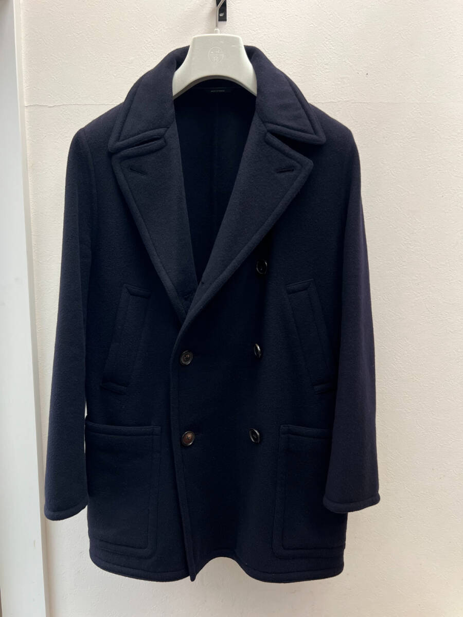 エルメス 超絶 カシミア 100％× ラムレザー ダウン入り？ P コート ジャケット 国内正規美品 定価120万円 サイズ48 チェスター ダブル