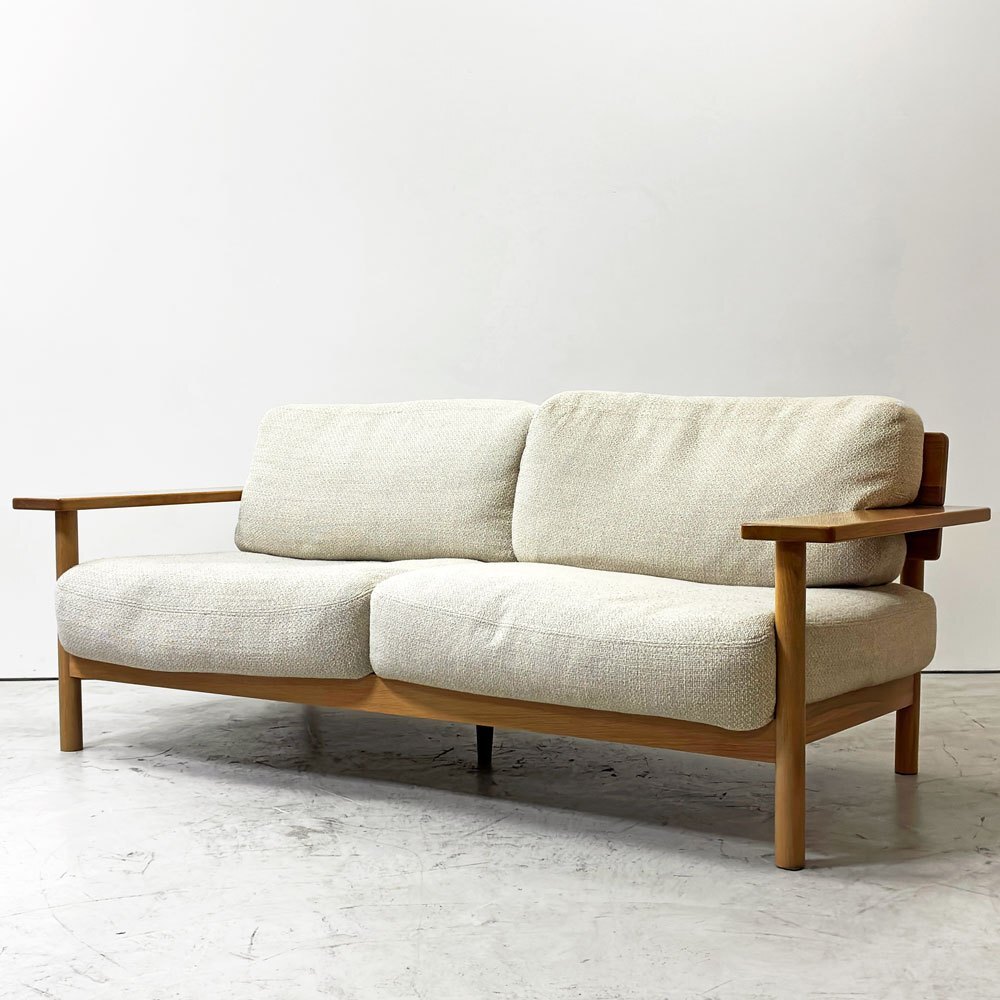 ● イデー IDEE ディモンシュ DIMANCHE 2.5Pソファ ファブリック ホワイトオーク無垢材 ナチュラルモダン 定価約304,800-