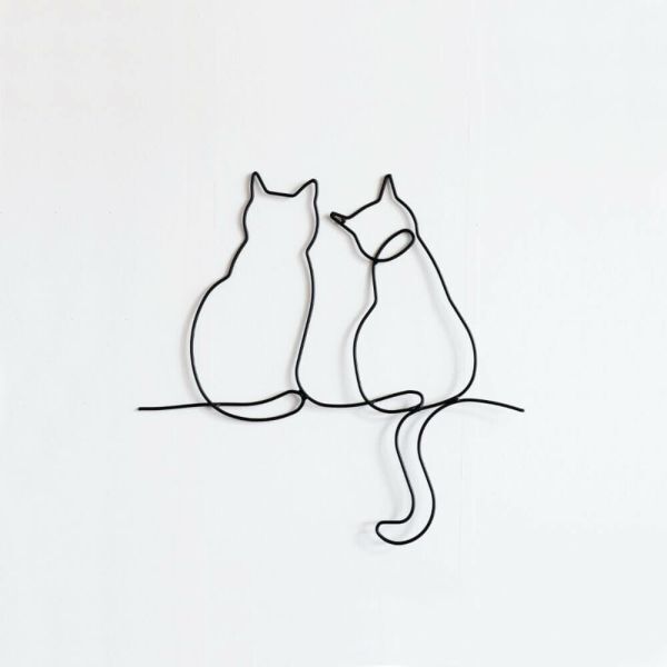 ウォールアクセント 2匹のネコ 黒 ウォールデコレーション 壁飾り 壁掛け インテリア 猫 ネコ キャット 飾り ディスプレイ 小物