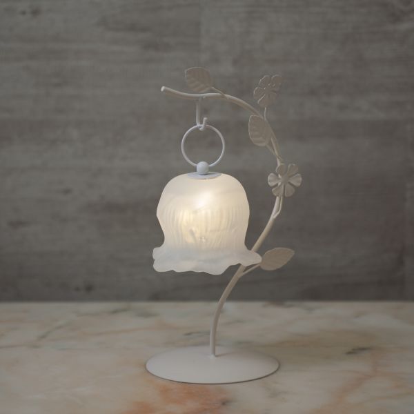 テーブルランプ フラワーランプ 卓上 ランプ ガラス×アイアン ホワイト 花モチーフ かわいい インテリア 照明 おしゃれ 飾り