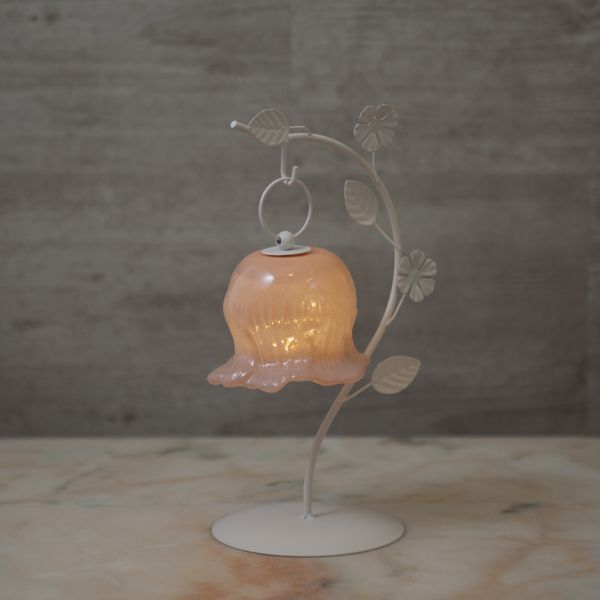 テーブルランプ フラワーランプ 卓上 ランプ ガラス×アイアン ピンク 花モチーフ かわいい インテリア 照明 おしゃれ 飾り