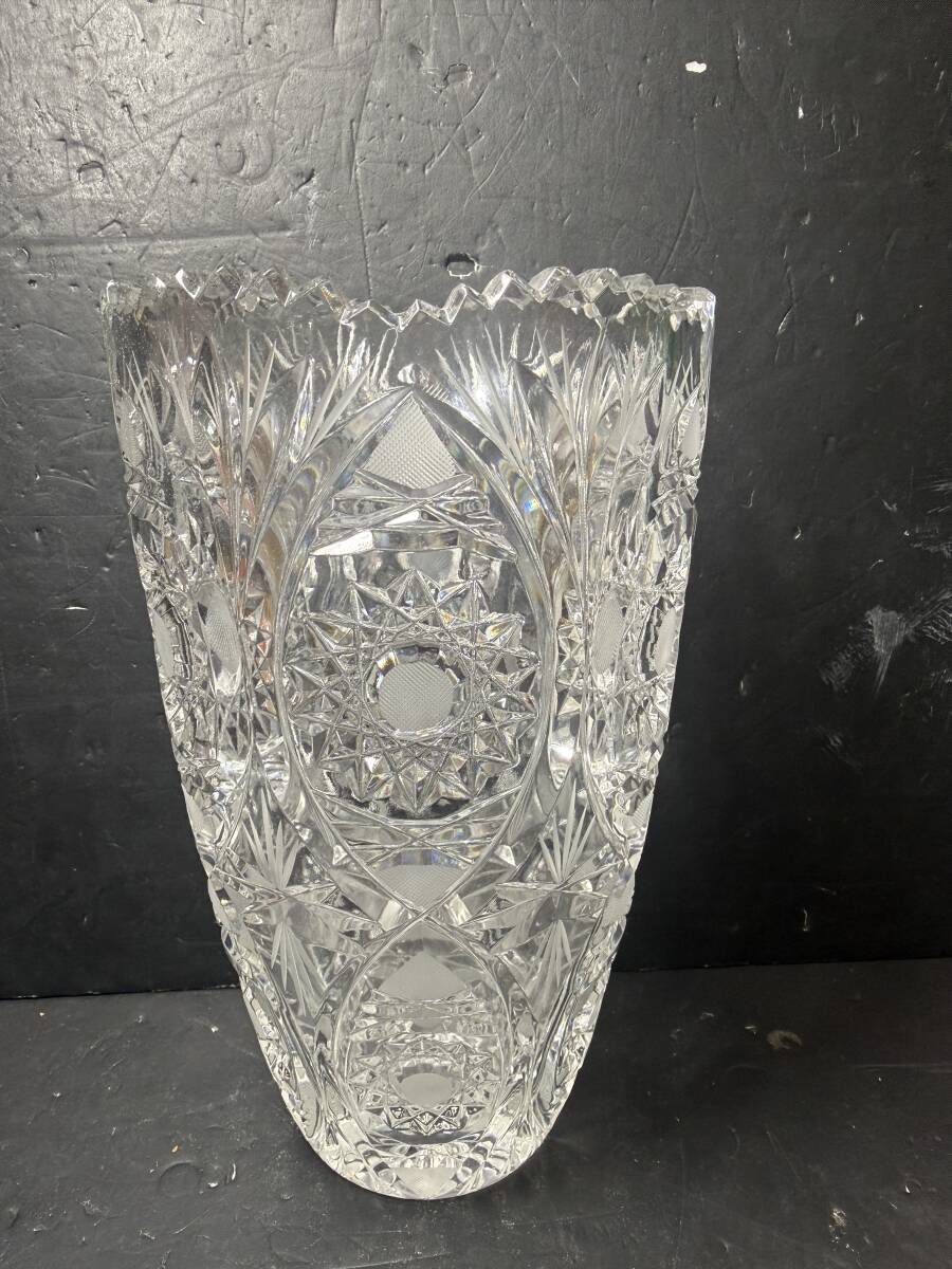 ★コレクター必見 ボヘミアガラス？ ガラス製 フラワーベース 花瓶 置き物 飾り 花器 華道具 インテリア オブジェ コレクション Au6