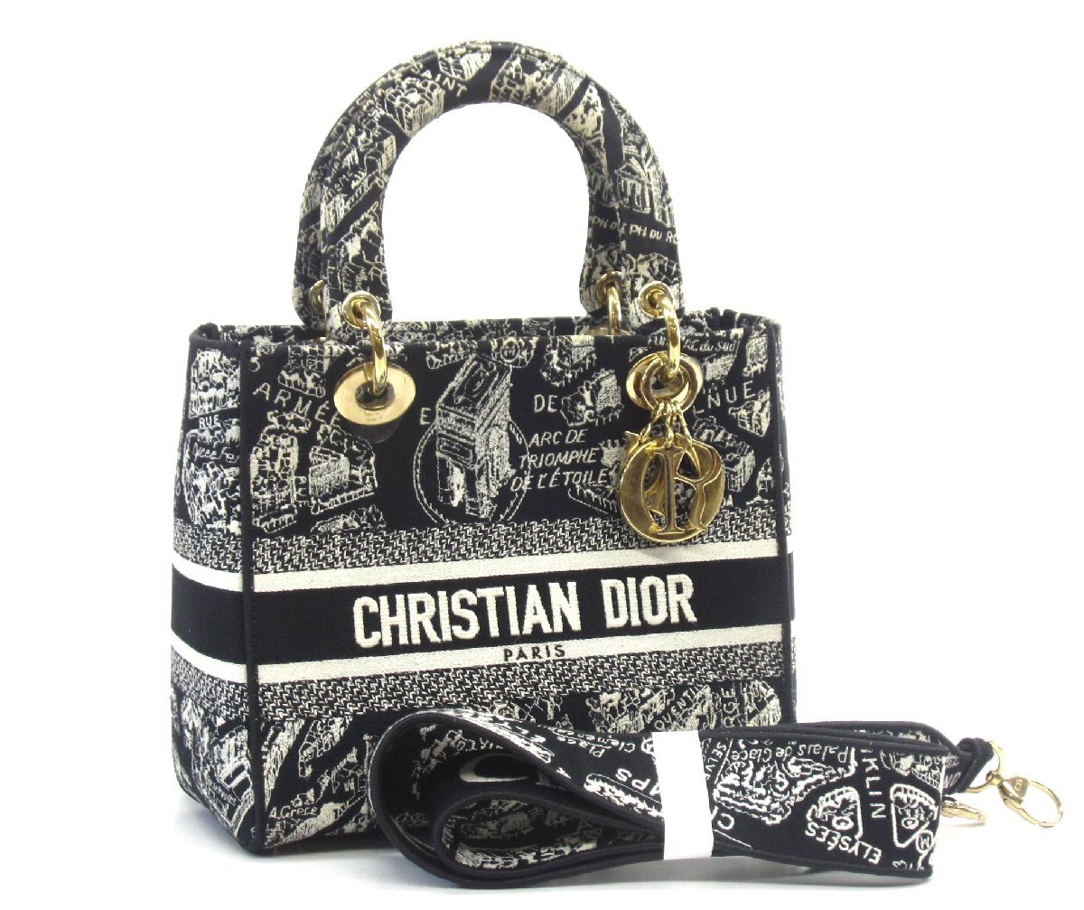 Christian Dior クリスチャンディオール Lady D-Lite 2Way プランドゥ パリ エンブロイダリー バッグ #UP5398.
