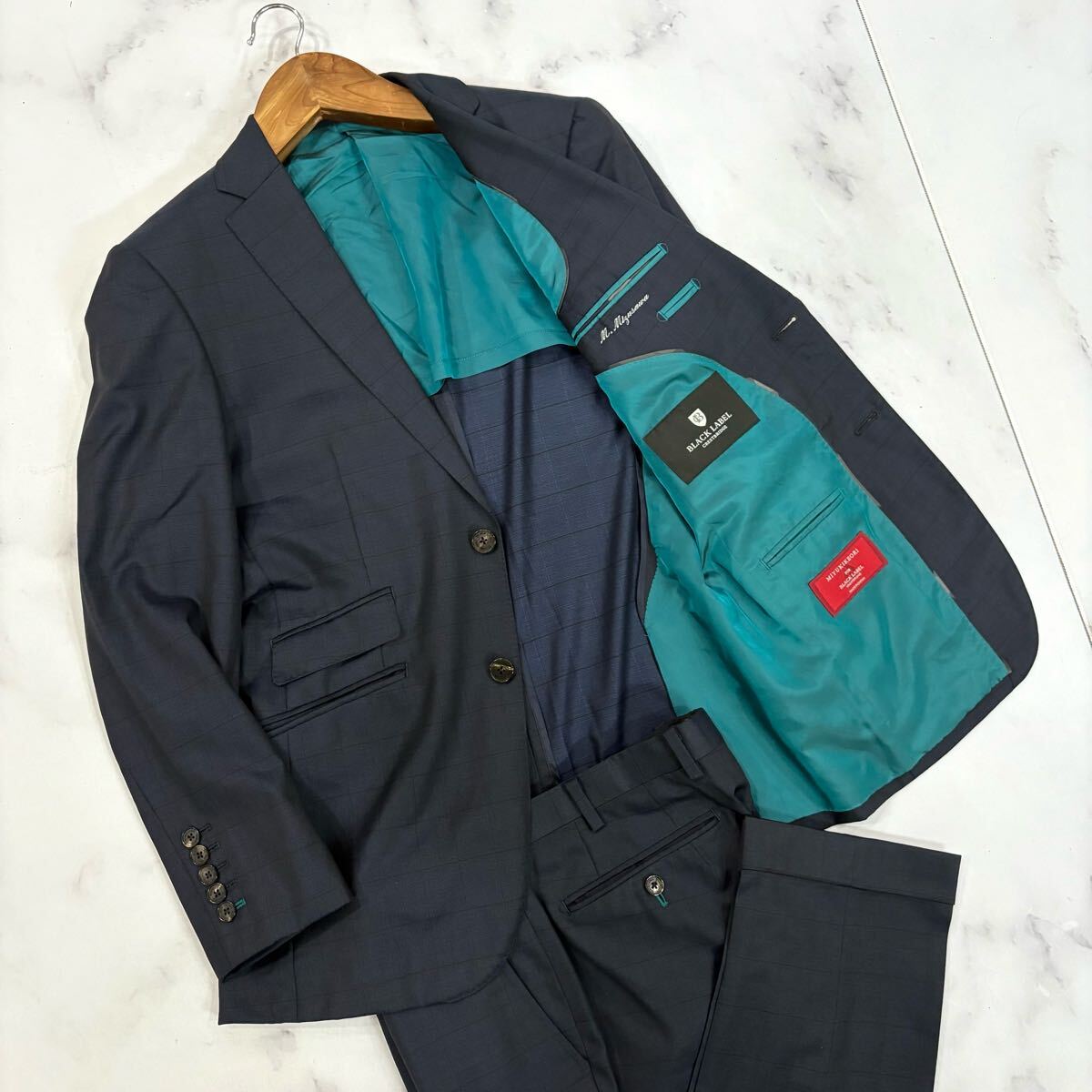  B ■ 日本製 '日本製 MIYUKIKEORI社製' BLACK LABEL CRESTBRIDGE ブラックレーベル クレストブリッジ WOOL スーツ 上下 セットアップ 38R