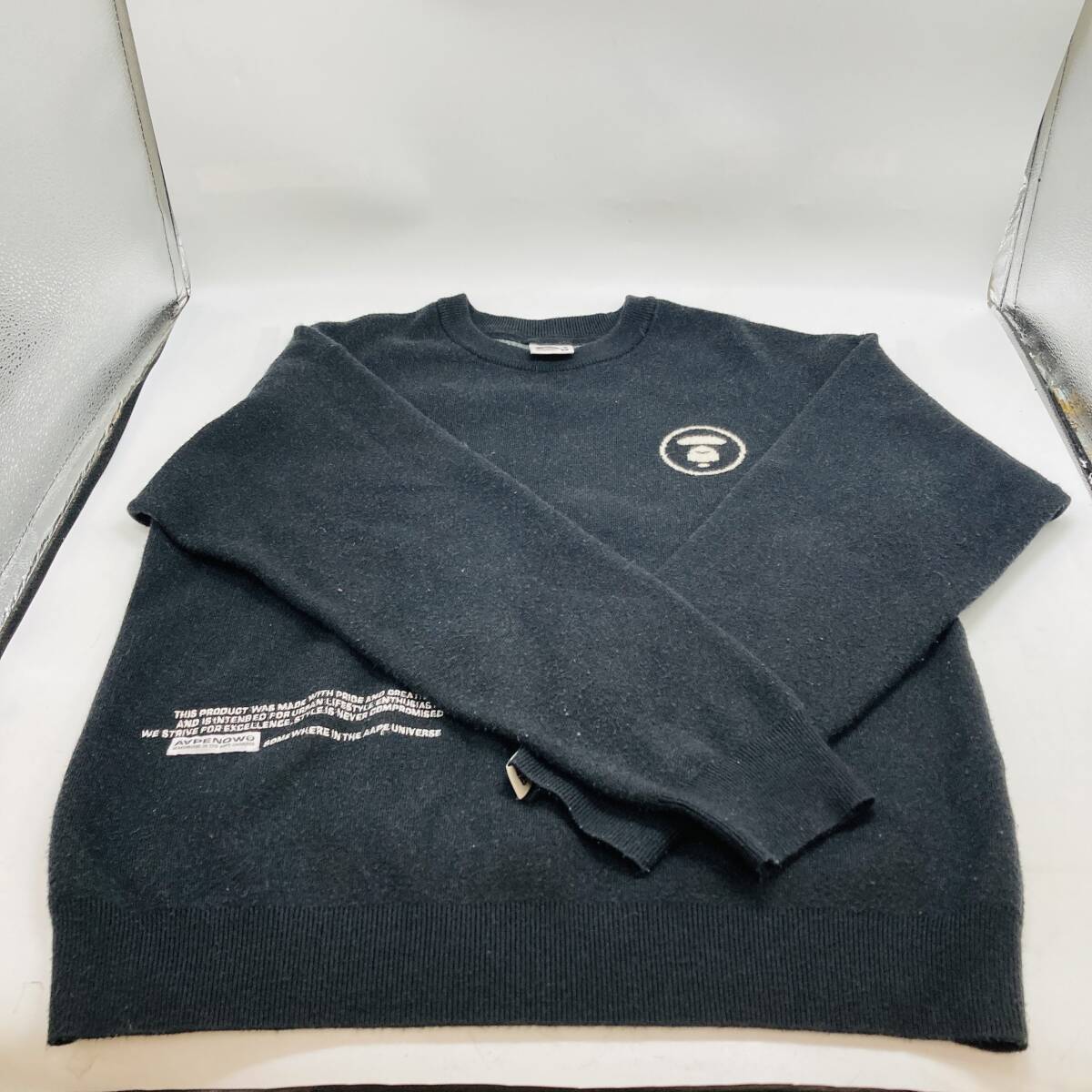 【6522】AAPE BY A BATHING APE ニット 中古 ブラック AAPE NOW Sサイズ エーエイプ バイ ア ベイシング エイプ 