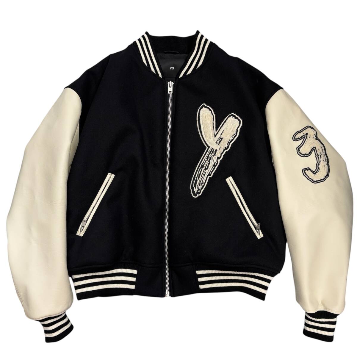 YOHJI YAMAMOTO Y-3 スタジアムジャンパー レターマン ジャケット LARGE ヨウジ ヤマモト スタジャン Lサイズ ワイスリー LETTERMAN JKT