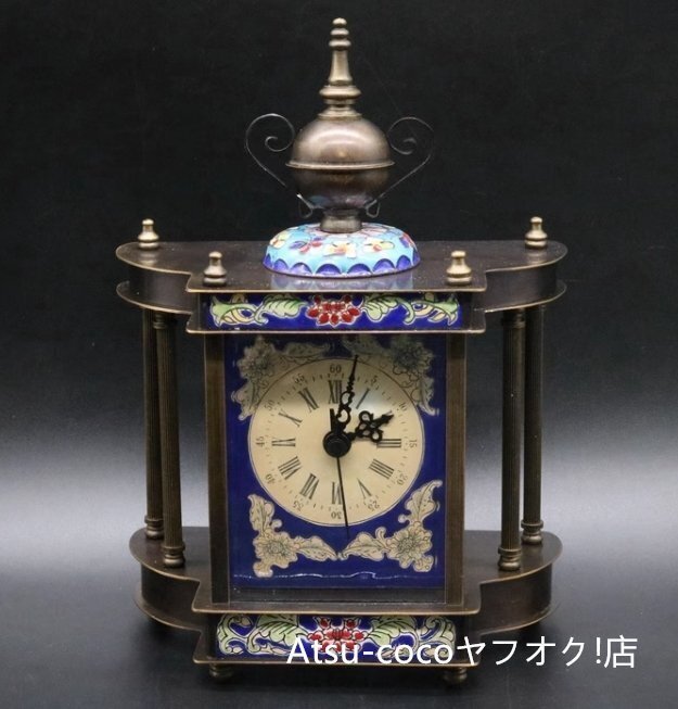 置き時計　西洋時計　トレロ　機械時計　美術品　景泰藍　新品未使用　ゼンマイ式　工芸品　