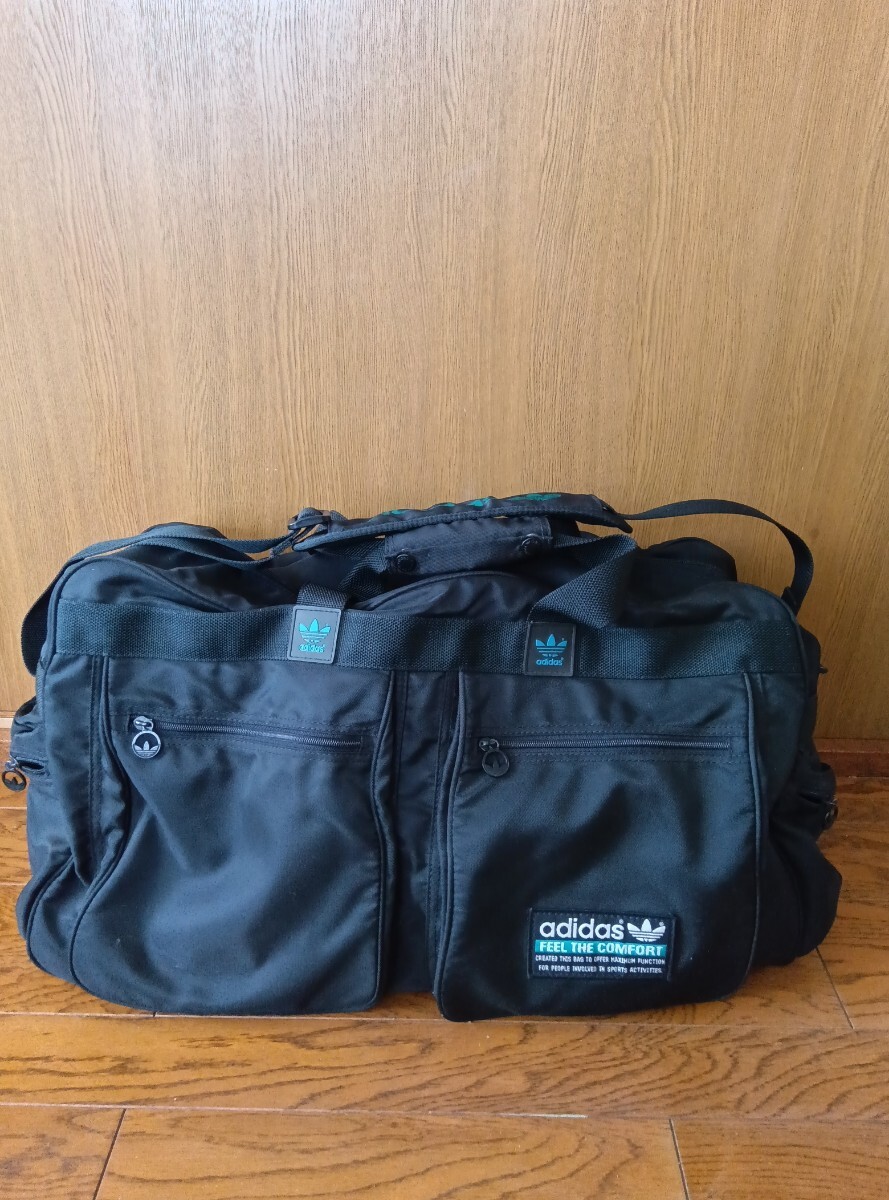 中古☆ adidas アディダス ボストンバッグ ブラック スポーツバッグ 旅行 ショルダーバッグ レトロ 昭和 ゥィンテージ