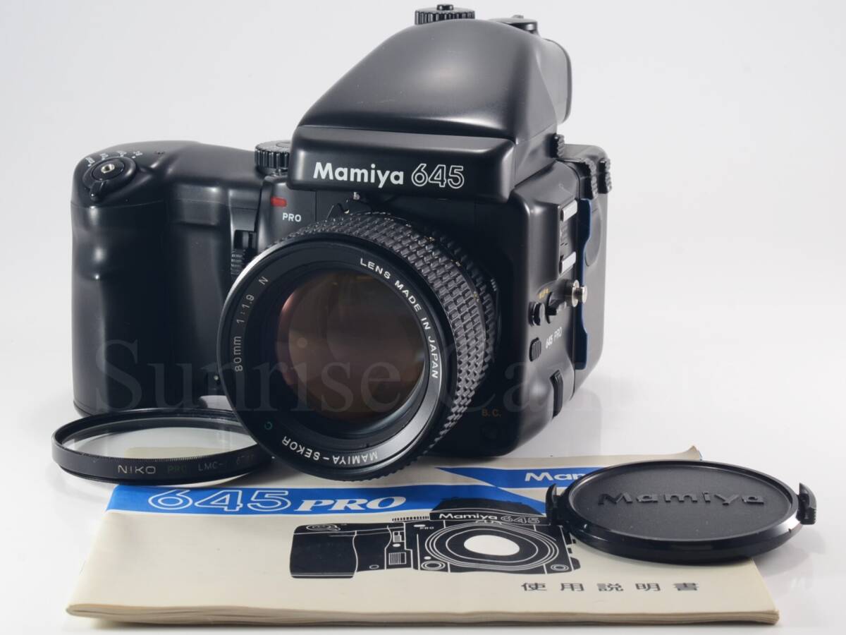 [良品] Mamiya（マミヤ）645 Pro / SEKOR C 80mm F1.9 N AEプリズムファインダー ワインダーグリップ [保証]（60184）