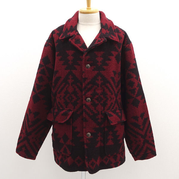 ★ ウールリッチ ウールジャケット ネイティブ柄 レッド×ブラック サイズLL UWG-35 (0220545894)