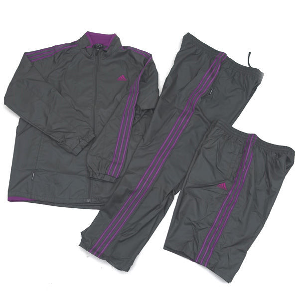 ★ アディダス セットアップ 3ピース ナイロンジャケット ハーフ&ロングパンツ グレー 2XO E06735 (0220545167)
