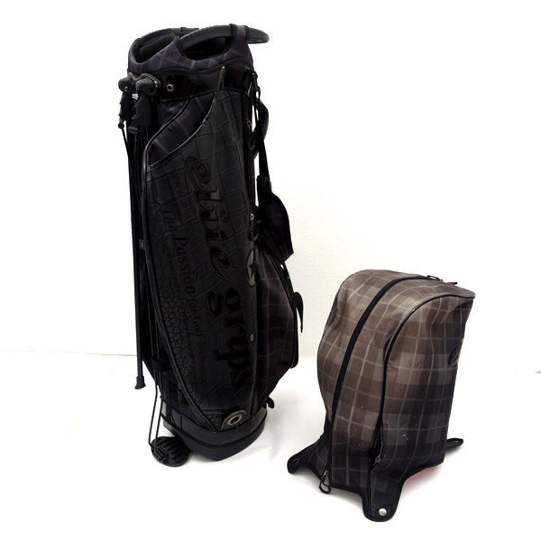 ★ Elite grips エリートグリップ キャディバッグ スタンド付 クロコ型押し 4分割 9.5型 ブラック 23年モデル 中古 EGCB-2207 (0220547430)