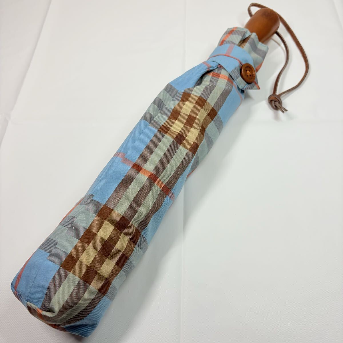 Burberrys BURBERRY バーバリー　ノバチェック　ブルー　ワンタッチジャンプ折りたたみ傘　日傘