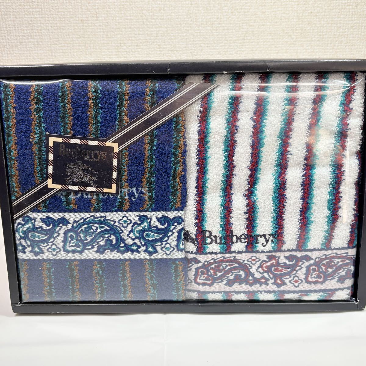 Burberrys BURBERRY バーバリー　フェイスタオル２枚　スタフォード　配色ブルー　ギフト