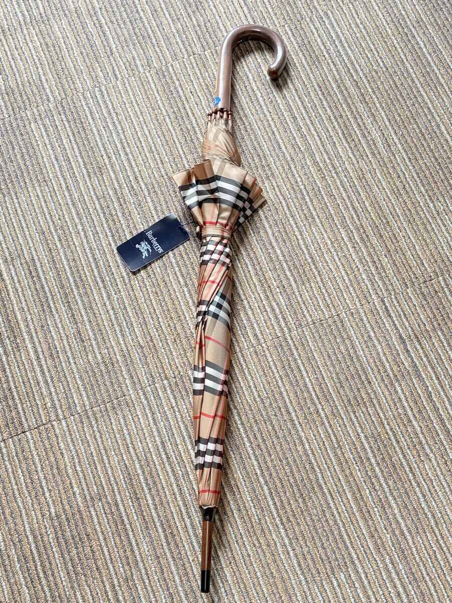 新品　未使用タグ付き　 Burberrys BURBERRY バーバリー　ノバチェック　 晴雨兼用長傘　オーロラ強力防水加工　木製アンブレラ