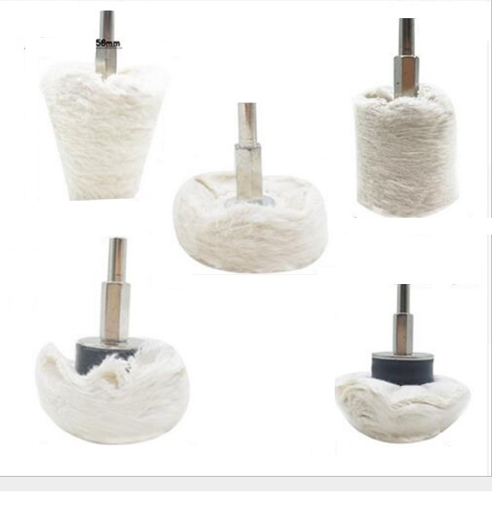 車磨き用 ウールバフ 研磨バフ 6mm チャック付き ホイール ミラー研磨 ワックス　研削ヘッド 5種セット