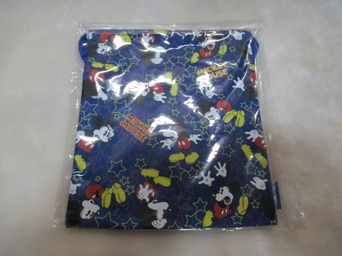 Disney☆ ミッキーマウス ☆ 巾着袋☆新品未使用品☆ブルー