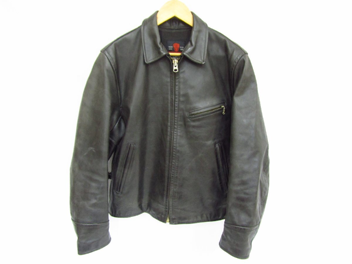 R.B.C ステアハイド リアルレザー ジャケット シングルライダース TALONジップ バイカー アメカジ ブラック 40サイズ 中古品 ◆101324
