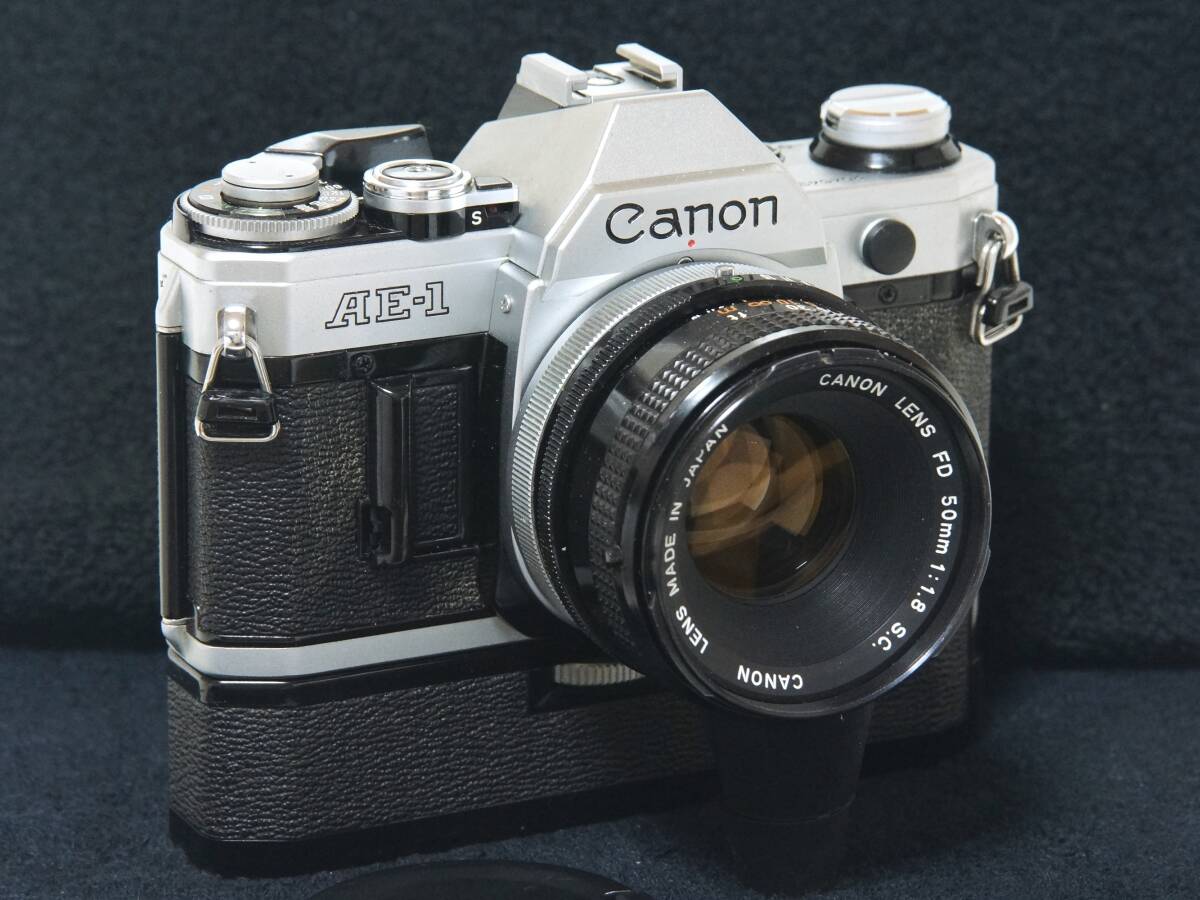 Canon AE-1FD50mmF1.8S.C パワーワインダーA、標準レンズセット 【Operation Confirmed・動作確認済】