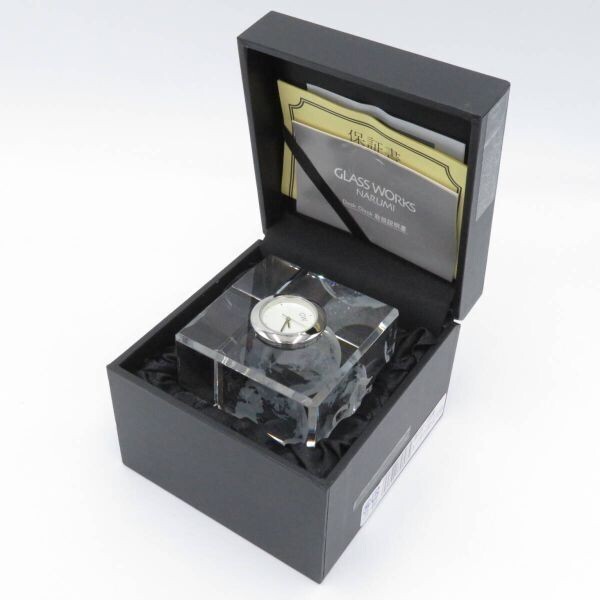 時計◆GLASS WORKS グラスワークス NARUMI Desk Clock GW1000-11055N キューブクロック 3Dアース 保証無し 未使用品●AS8134■