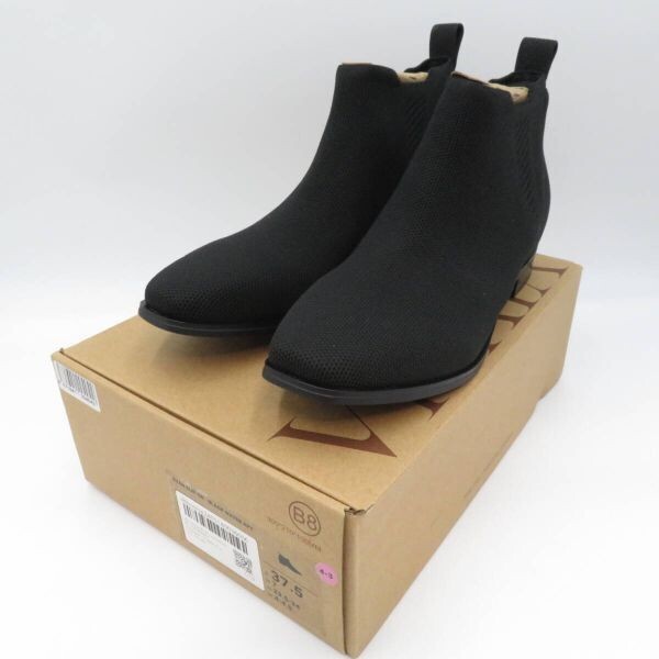 靴◆Ryan Slip-on ライアンスリッポン スクエアトゥ 撥水加工 スリッポン チェルシーブーツ ブラック 23.5-24cm ●AS8110■