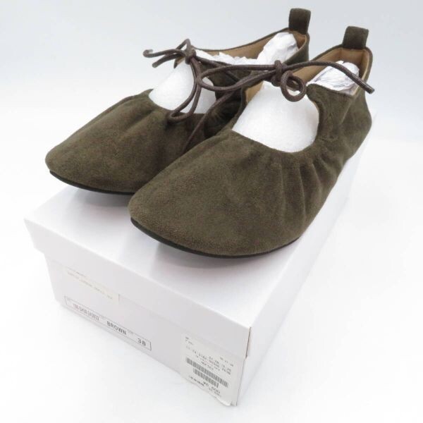 靴◆バレエシューズ パンプス ROVERETO/ロベレート リボン フラットシューズ 24FW HDFS63 38 ブラウン ●AS8111■