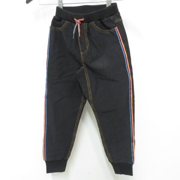 衣服◆PaulSmith ポールスミス カットデニムラインロングパンツ ジュニア キッズ 3543101 ブラック サイズ 110 未使用品 ●AS5917■