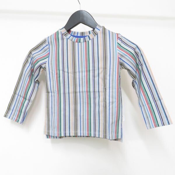 衣服◆PaulSmith ポールスミス ランダムストライプ 長袖Tシャツ ジュニア キッズ 4143333 ライトグレー サイズ 110 未使用品 ●AS5915■