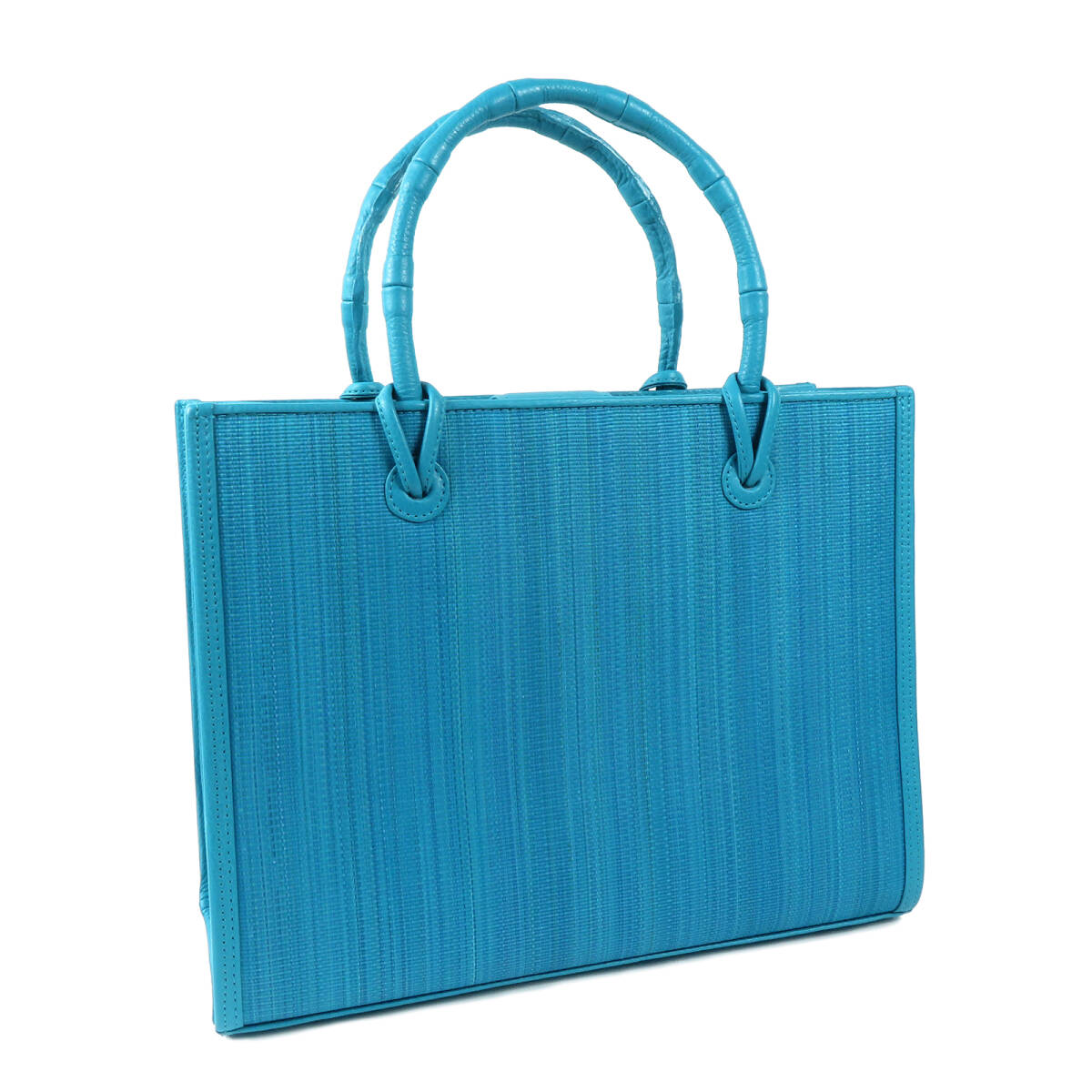 伊と忠 ホースヘア― トートバッグ ハンドバッグ レザー ブルー系