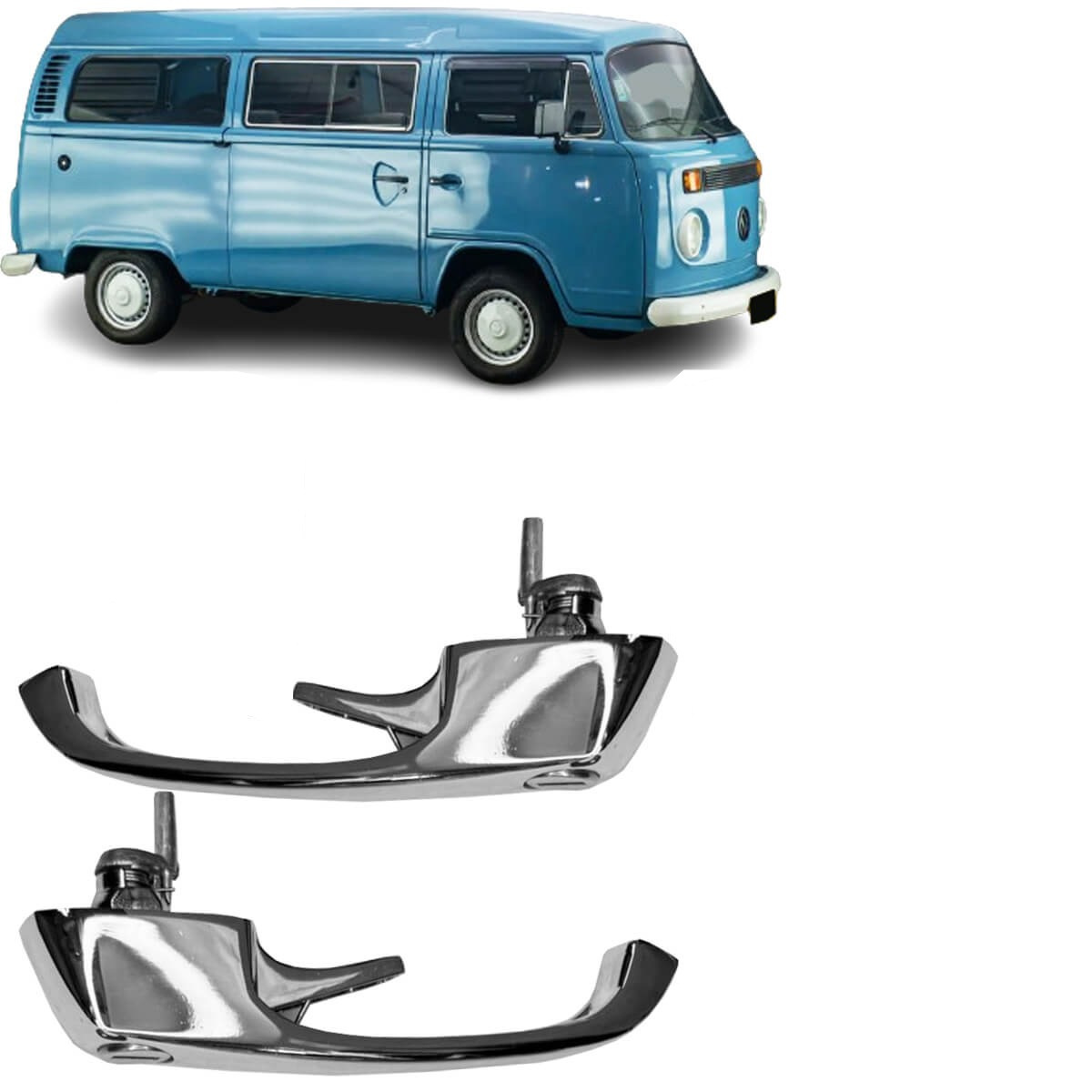 2個セット ペア 外 外装 アウター ドア ハンドル メッキ クローム VW ワーゲン T2 空冷VW バス コンビ ランスポーター 1974年式～