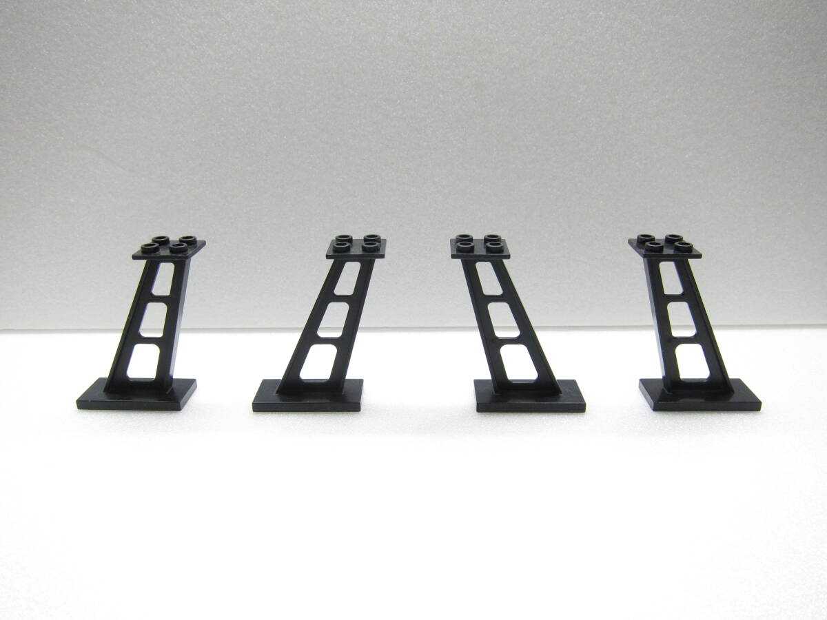 【パーツ-485】LEGO 支柱 2×4×5 サポート（5mm幅ワイドタイプ）　黒色　4点セット　◇#4476b◇スタンチョン◇街◇トレイン◇宇宙◇レゴ