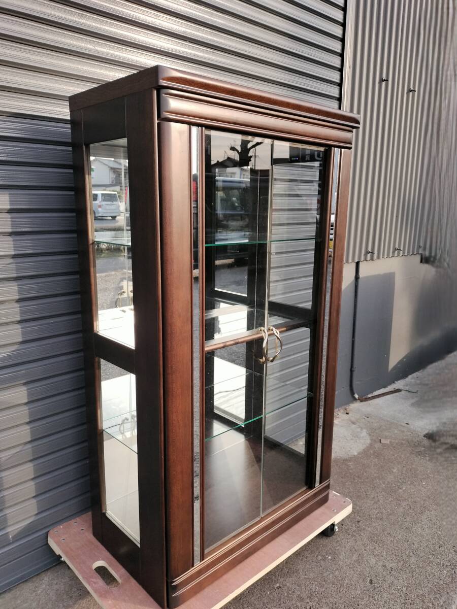 【愛知近郊・配送可】■ガラスキャビネット■キュリオケース　約134×75×43㎝　3段 アンティーク/レトロ　コレクションケース/ガラス戸棚