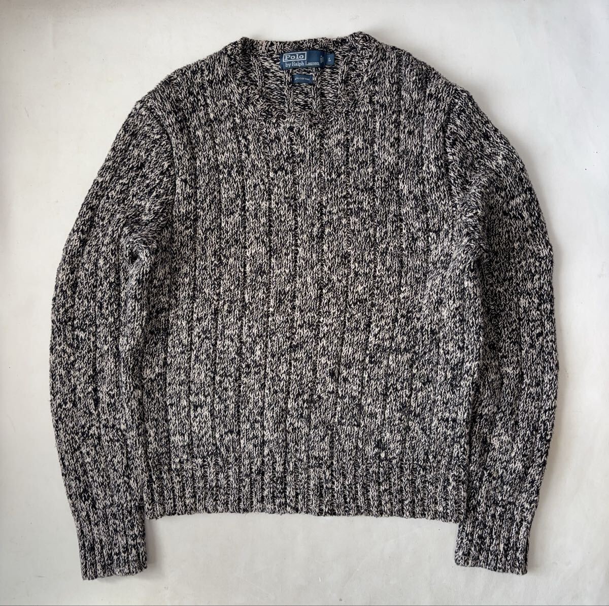 Polo by Ralph Lauren ミックスカラー コットン ニット セーター L ポロ ラルフローレン