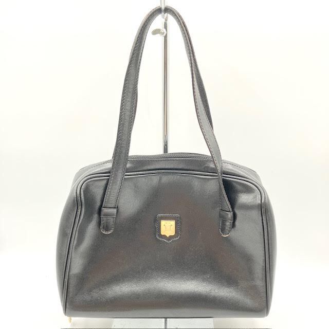 A8　CELINE　セリーヌ　ブラックレザー　トリオンフロゴハンドバッグ