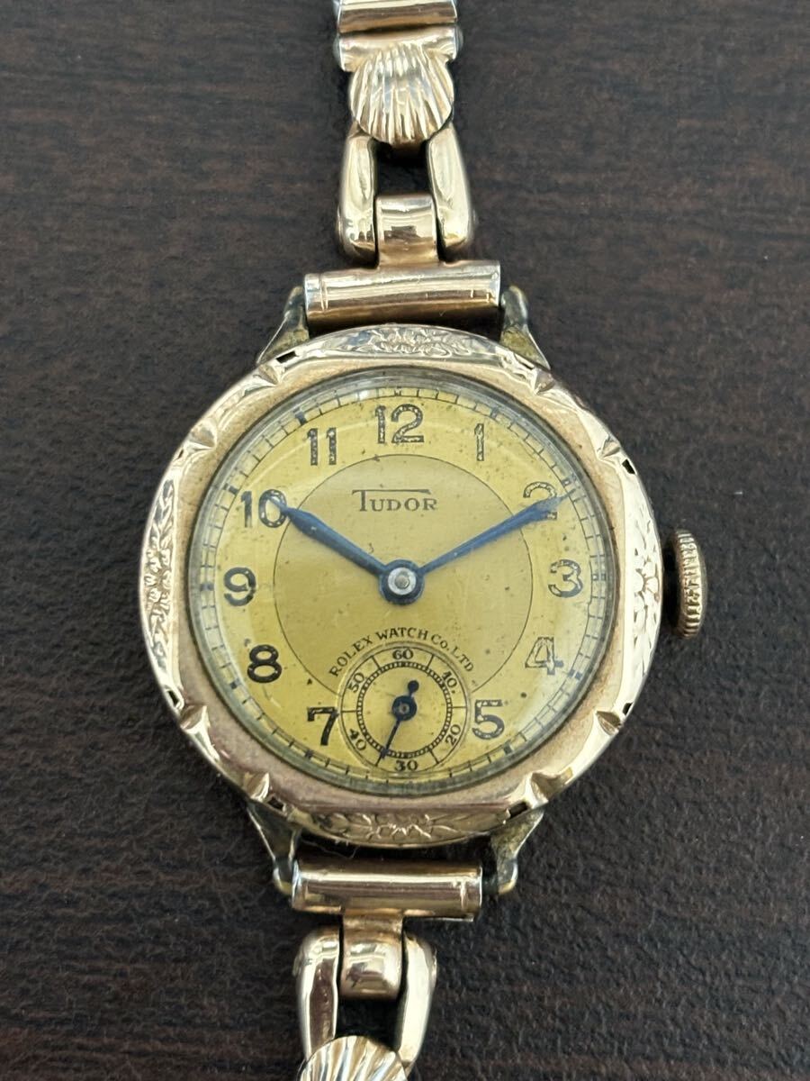 ジャンク tudor Rolex wネーム double name 手巻き レディース 9k 9ct チューダー チュードル ロレックス スモセコ 青針 ダブルネーム