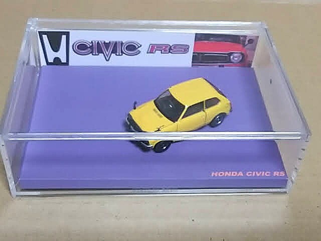 ★1/64 CIVIC RS プチ・デティールアップ ケース付き シビックRS イエロー ガチャ アイピーフォー Honda×ハセガワ