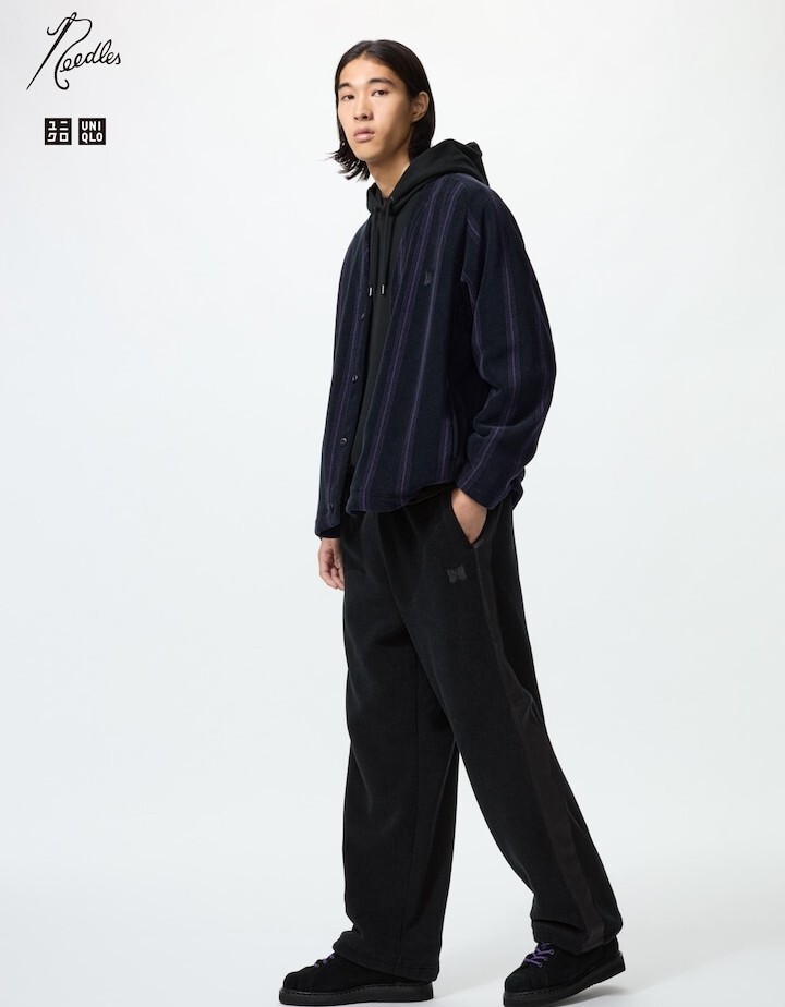 【新品・XXL・タグ付き】UNIQLO×NEEDLES フリースワイドパンツ　ブラック