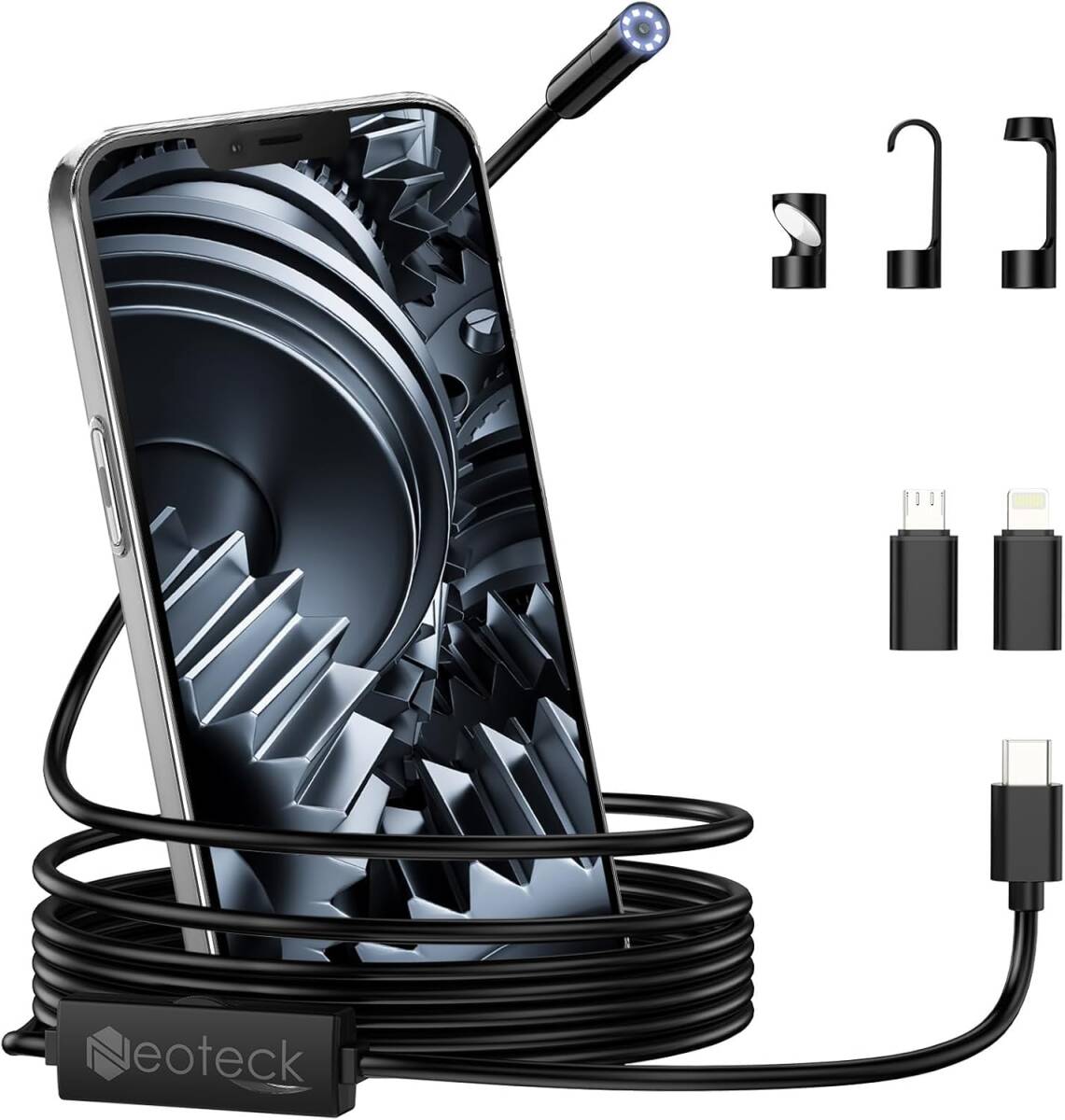 【通電確認済】Neoteck ファイバースコープ 工業用内視鏡 スネークカメラ IP67防水 /Y32734-R2