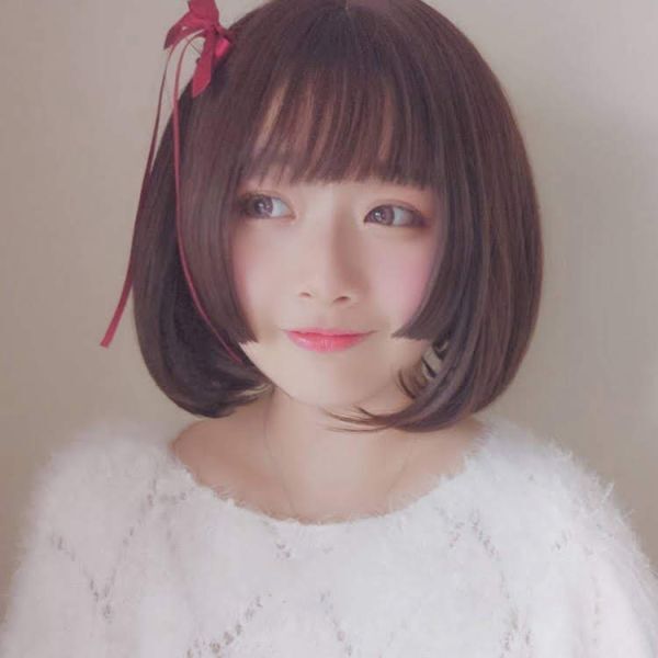 姫カット フル ウィッグ ショート ボブ カール ぱっつん 黒 黒髪 原宿系 安い ショートボブ ショートウィッグ ブラック アジャスター