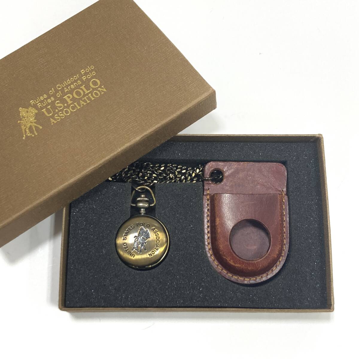 #3310 U.S.POLO ASS'N ポロ 懐中時計 ジャンク品 QZ クオーツ 時計 ブランド アンティーク レトロ