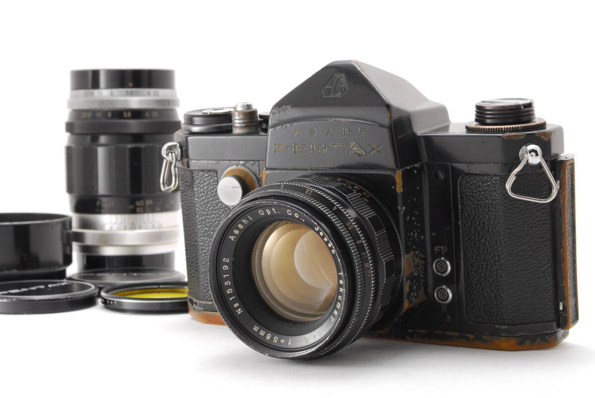 【良品 保障付 動作確認済】 Pentax AP ペンタックス 35mm フィルムカメラ 黒 + Takumar 58mm f/2 M42 & 100mm f/3.5 レンズセット #V1358