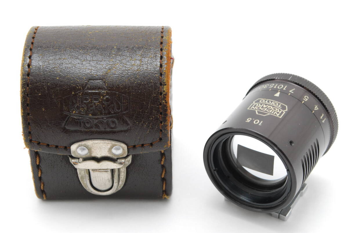 レア【美品 保障付 動作確認済】 Nippon Kogaku Tokyo ニコン 日本光学 105mm 10.5cm 黒 Viewfinder ビューファインダー ケース付 #V1430