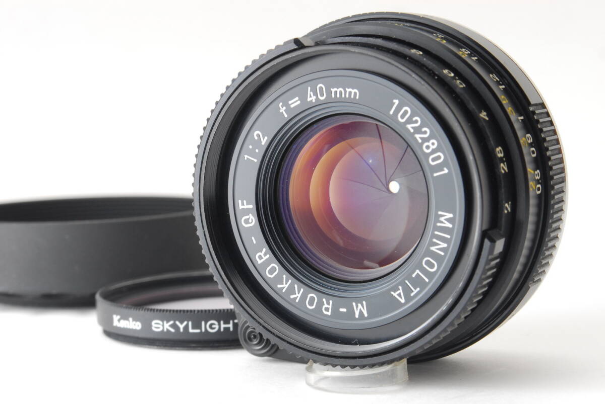 【美品 保障付 動作確認済】 Minolta ミノルタ M Rokkor QF 40mm f/2 マニュアル レンズ Leica Mマウント CL CLE用 フード付 #V1768