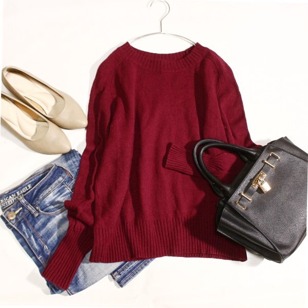 美品 nano universe ナノユニバース ウール ニット セーター F 秋 冬 フリーサイズ ボルドー 26E01