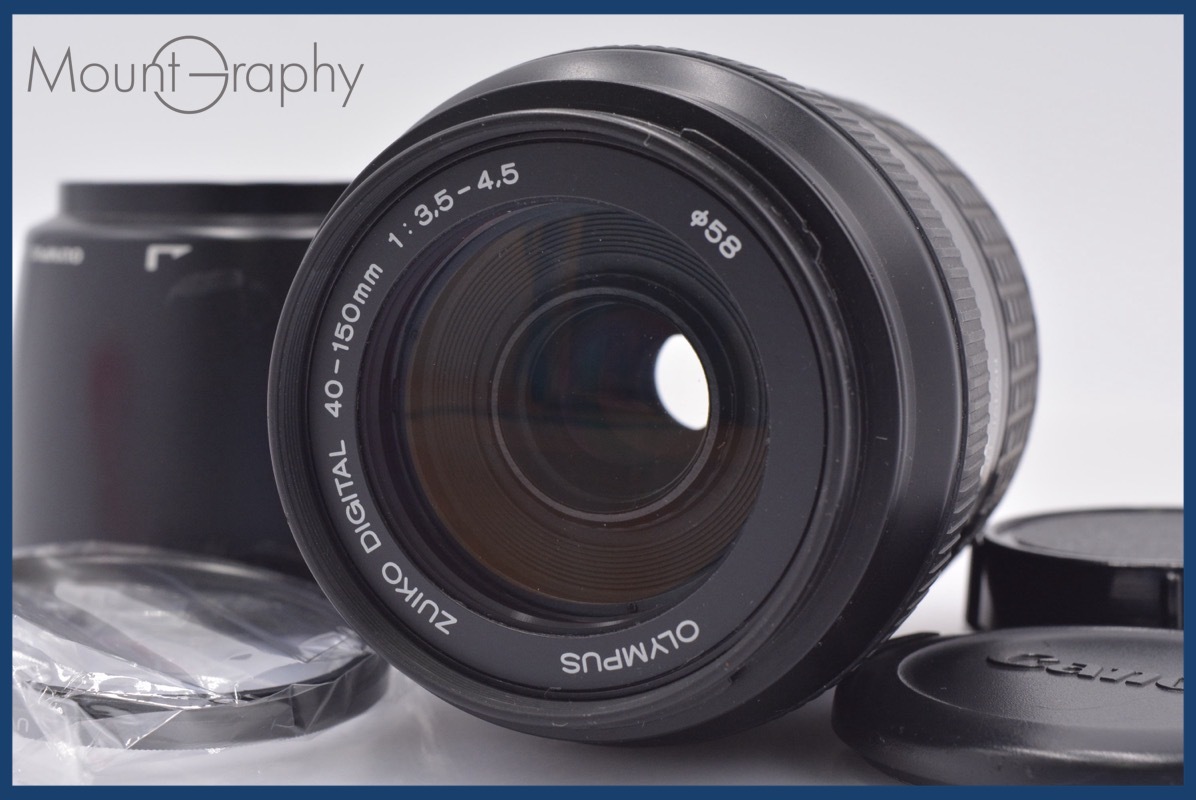 ★極上美品★ オリンパス OLYMPUS ZUIKO DIGITAL 40-150mm F3.5-4.5 前後キャップ&レンズフィルター、レンズフード付 ★完動★ #am2804